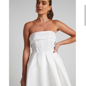 Valora Mini Dress - Strapless Fit and Flare Satin